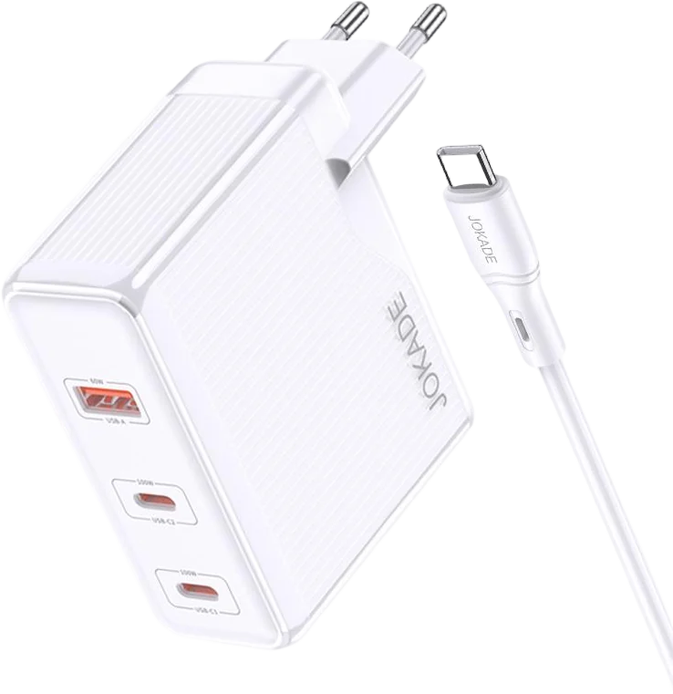 Мережевий зарядний пристрій Jokade JB060 (1USB/2USB-C/PD100W) + кабельType-C - Type-C -білий